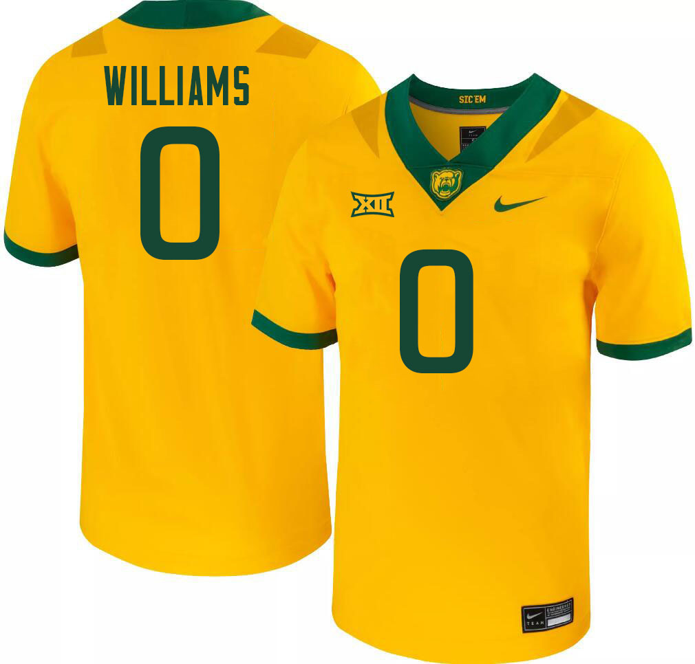 Men-Youth #0 Craig Williams Baylor Bears 2023 College Football Jerseys Stitched-Gold